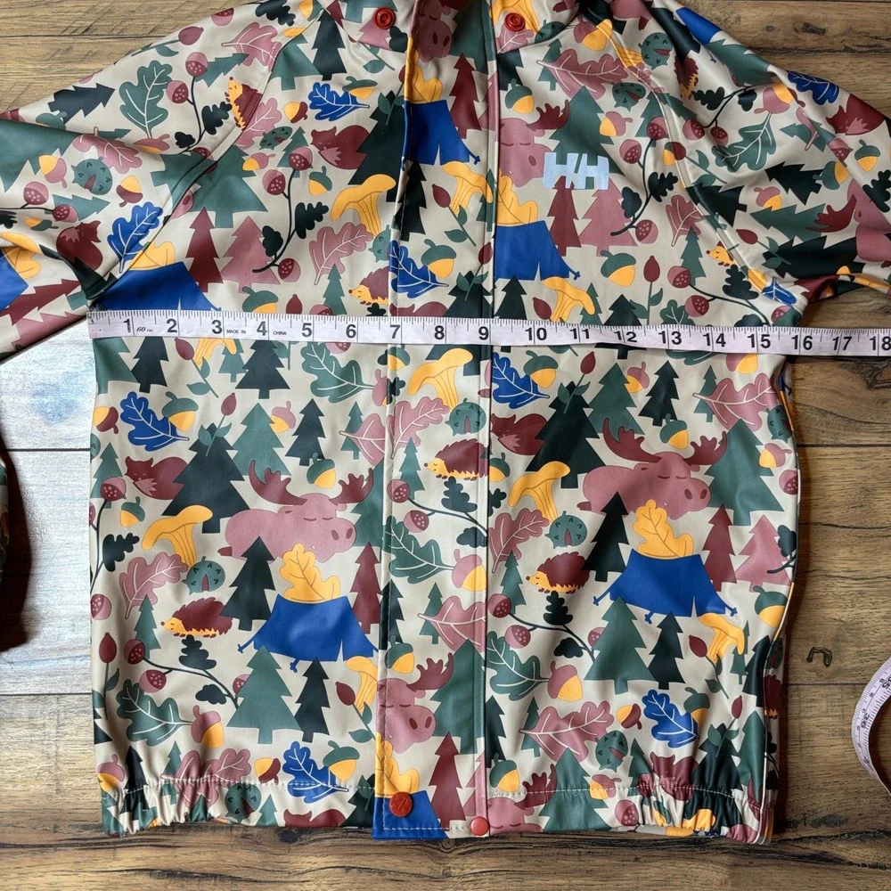 Helly Hansen Rain Suit Kids Size 8 Multi Color Good Woodland Forest Helox+ Set - Picture 4 of 11